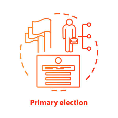 Elections concept icon. Primary election, ballot idea thin line illustration. Choosing new representers of  government, ministers, party members. Vector isolated outline drawing. Editable strokeのイラスト素材