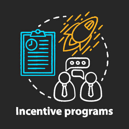 Incentive programs chalk concept icon. Product, startup launch corporate event idea. Business long term partnership, sponsorship. Vector isolated chalkboard illustrationのイラスト素材