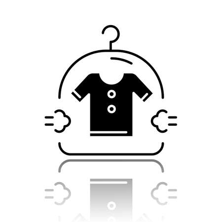 Dry cleaning service drop shadow black glyph icon. Drycleaning, laundry. Clothes washing, drying amenity. Clean packaged clothing delivery. Hotel service. Vector isolated illustrationのイラスト素材