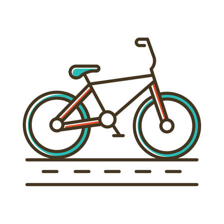 Track cycling color icon. Bicycle on cycle lane, bike path. Time trialling. Roadway for cyclists. Bicycle racing. Cycling route. City cruiser. Extreme sport. Isolated vector illustrationのイラスト素材