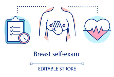Vector of Breast self exam concept icon. - ID:133496533 - Royalty Free