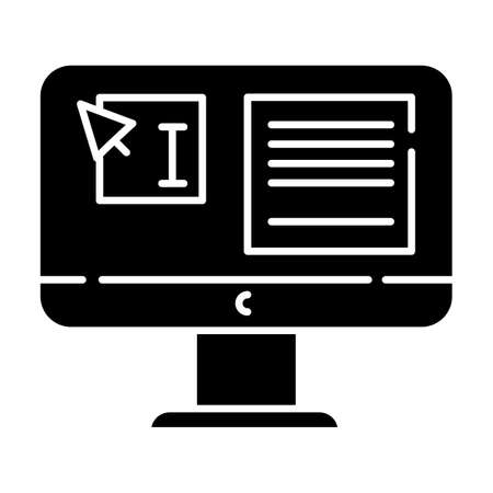 Website localization, DTP services glyph icon. Text editing, correction. Document page layout. Graphic processing. Website localization. Silhouette symbol. Negative space. Vector isolated illustrationのイラスト素材