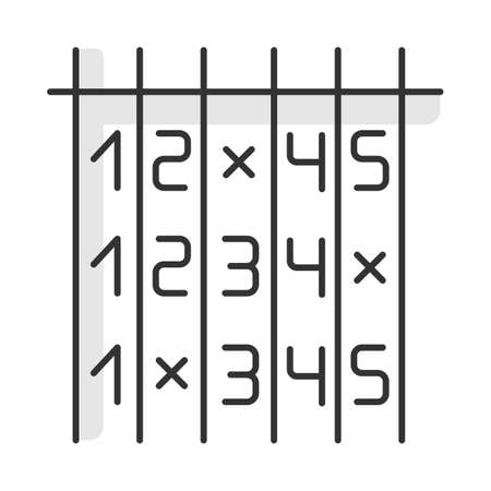 Survey data color icon. Information analysis. Number in list. Choose figure. Digit matrix. Select option. Pick answer. Testing, examination. Questionnaire. Isolated vector illustrationのイラスト素材