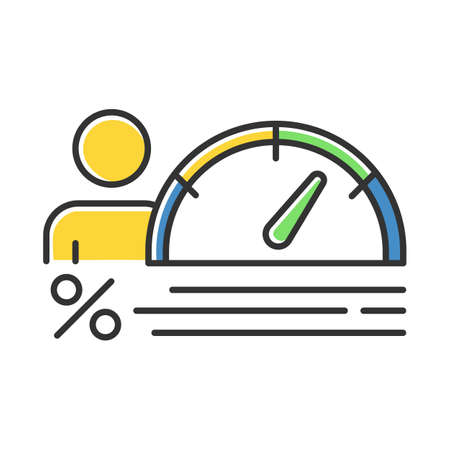 Credit score color icon. Increasing personal interest rate diagram. Growing finances infographic. Economy chart with arrow. Financial report. Investment, budget graph. Isolated vector illustrationのイラスト素材