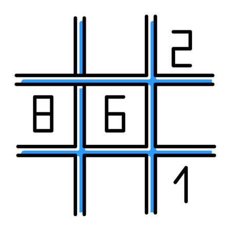 Sudoku puzzle color icon. Number-placement game. Mental exercise. Ingenuity, knowledge, intelligence test. Brain teaser. Problem solving. Solution finding. Isolated vector illustrationのイラスト素材