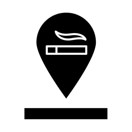 Smoking allowed glyph icon. Smoking area sign. Ventilated room for smokers in public building. Smoke filtering. Apartment amenities. Silhouette symbol. Negative space. Vector isolated illustrationのイラスト素材