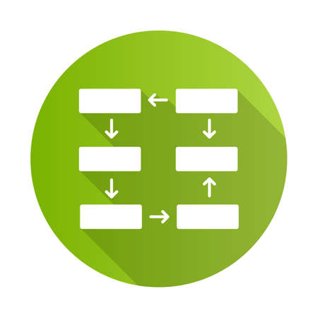 Connection diagram green flat design long shadow glyph icon. Wiring chart. Progress stages...