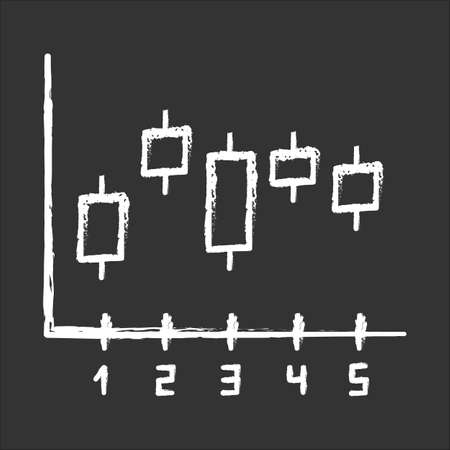 Candlestick chart chalk icon. Box plot graph. Business diagram. Finance report. Economical research. Marketing infochart. Data presentation and visualization. Isolated vector chalkboard illustrationのイラスト素材