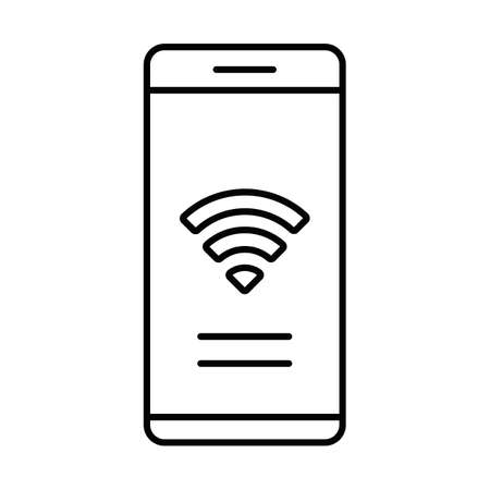 Internet access linear icon. Wifi zone. Web connection. Smartphone router application. Get online. Free wifi. Thin line illustration. Contour symbol. Vector isolated outline drawing. Editable strokeのイラスト素材