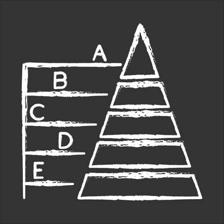 Pyramid graph chalk icon. Information hierarchy chart. Data connection presentation. Business model visualisation. Economic presentation. Financial report. Isolated vector chalkboard illustrationのイラスト素材