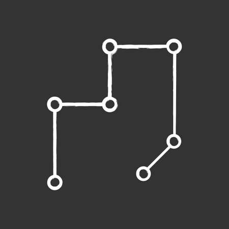 Connected lines chalk icon. Net of strokes with points. Broken lines. Graphic decorative element. Geometric figure. Abstract shape. Isometric form. Isolated vector chalkboard illustrationのイラスト素材