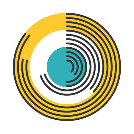 Polar watch color icon. Information collection chart. Progress graph. Round diagram with bars. Research presentation. Business report visualization. Marketing, economy. Isolated vector illustrationのイラスト素材