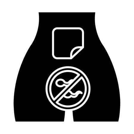 Contraceptive patch glyph icon. Preservative for woman. Contraceptive. Unwanted pregnancy prevention. Birth control option. Safe sex. Silhouette symbol. Negative space. Vector isolated illustrationのイラスト素材