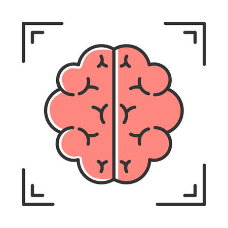 Brain scan color icon. Neuroimaging. Nervous system structure analysis. Medical nonsurgical procedure. Hospital examination. Clinical professional test. Neurology. Isolated vector illustrationのイラスト素材