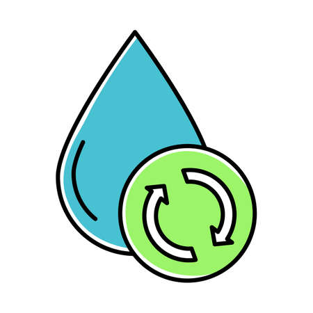 Water filtration, purification blue color icon. Conservation of planet aquatic resources. Waste water treatment technology. Recycling hidrosystem. Apartment amenities. Isolated vector illustrationのイラスト素材