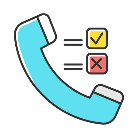Telephone survey color icon. Social research. Opinion poll. Consumer, customer satisfaction. Feedback. Evaluation. Data collection. Sociology. Isolated vector illustrationのイラスト素材