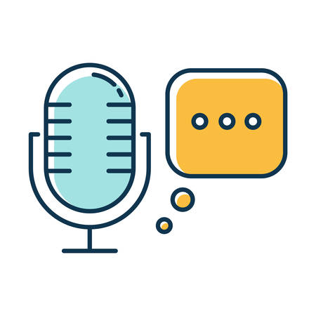 Blue voice recorder color icon. Speech recognition idea. Modern microphone, stereo mic. Voice command, interactive technology. Sound reproduction, modern equipment. Isolated vector illustrationのイラスト素材