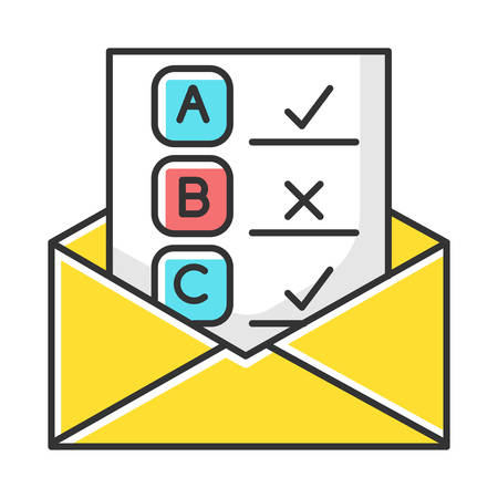 Email survey color icon. Public opinion. Research. Consumer review. Customer satisfaction. Feedback. Evaluation. Data collection. Sociology. Isolated vector illustrationのイラスト素材