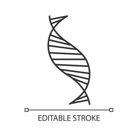 DNA spiral strand linear icon. Deoxyribonucleic, nucleic acid helix stripes. Molecular biology. Genetic code. Thin line illustration. Contour symbol. Vector isolated outline drawing. Editable strokeのイラスト素材