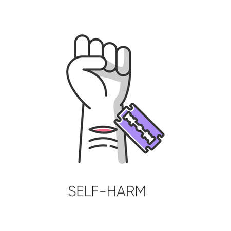 Vector of Self-harm color icon. Cut hand - ID:136223476 - Royalty Free ...