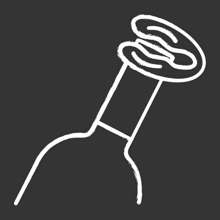Wine bottle and foil cutter chalk icon. Alcohol beverage. Aperitif drink. Sommelier and barman device. Removal tool, kitchen utensil. Bar, restaurant. Isolated vector chalkboard illustrationのイラスト素材