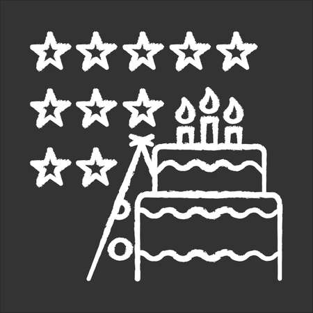 High rating chalk icon. Consumer review, opinion. Testimonial. Customer satisfaction. Event evaluation survey. Positive feedback. Data collection. Isolated vector chalkboard illustrationのイラスト素材