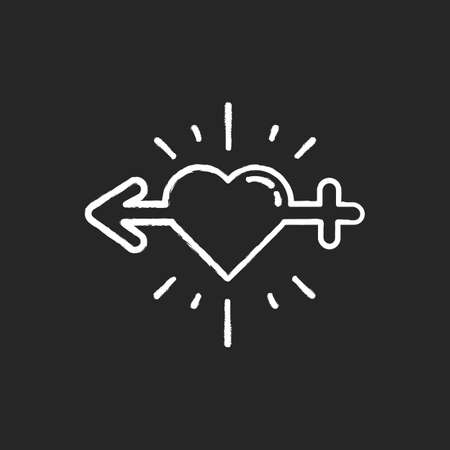 Libido racing chalk icon. Sex drive. Female and male erotic activity. Testosterone and esteron. Hypersexuality and sexual urge. Hormonal increase. Sexology. Isolated vector chalkboard illustrationのイラスト素材