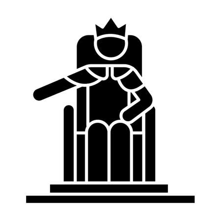 Wise Ruling Solomon Bible story glyph icon. Jerusalem king sitting on throne. Christian religion, holy book scene. Biblical narrative. Silhouette symbol. Negative space. Vector isolated illustrationのイラスト素材