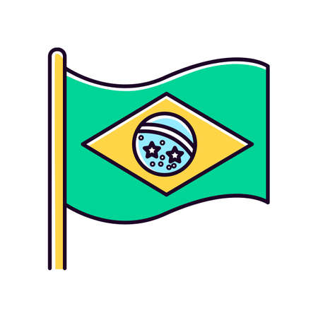 Flag of brazil green RGB color icon. State symbol. Constellation over Rio de Janeiro. South american country independence. Isolated vector illustrationのイラスト素材