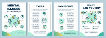 Mental health brochure template. Psychological wellness. Psychiatry flyer, booklet, leaflet print, cover design with linear icons. Vector layouts for magazines, annual reports, advertising postersのイラスト素材