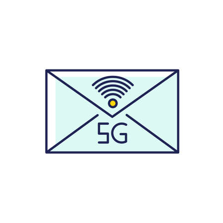 5G envelope RGB color icon. Email exchange. Fast messaging. Mobile cellular network. Communication....