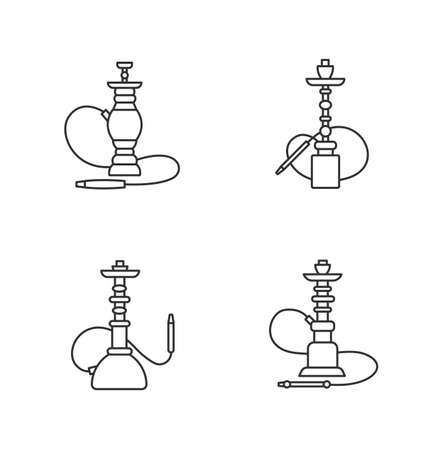 Hookah pixel perfect linear icons set. Nargila option. Sheesha house. Popular souvenir. Customizable thin line contour symbols. Isolated vector outline illustrations. Editable strokeのイラスト素材