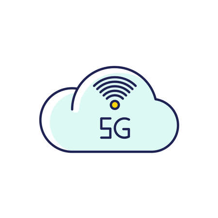 5G cloud service RGB color icon. Cloud computing. Remote workforce. Network storage. Wireless technology. Fast Internet connection. Isolated vector illustrationのイラスト素材