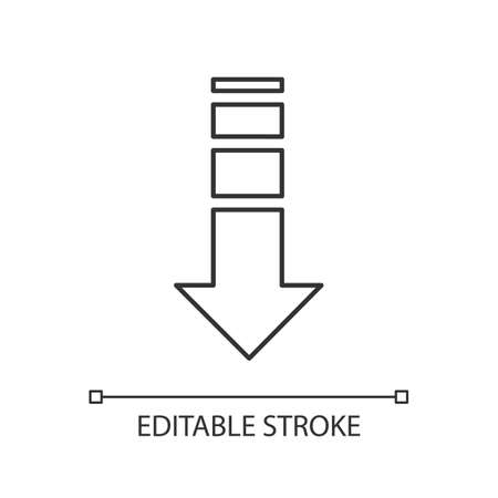 Down arrow pixel perfect linear icon. Internet page browsing, website pointer. Scrolldown button. Thin line customizable illustration. Contour symbol. Vector isolated outline drawing. Editable strokeのイラスト素材