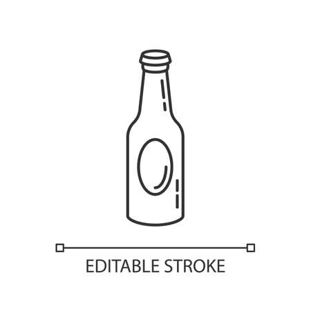 Beer bottle pixel perfect linear icon. Thin line customizable illustration. Drinking establishment, bar, night club pub, tavern contour symbol. Vector isolated outline drawing. Editable strokeのイラスト素材
