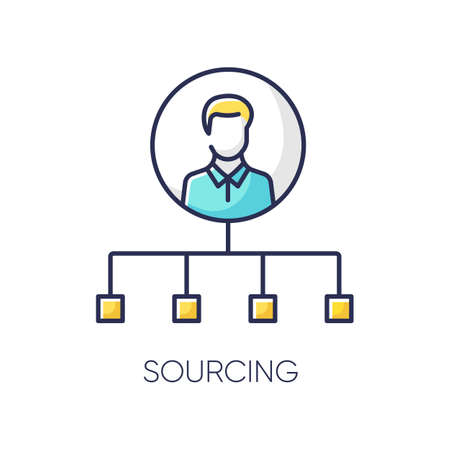 Sourcing RGB color icon. Talent acquisition, recruitment strategy. Professional staff hiring, headhunting, candidates selection. Human resources management. Isolated vector illustrationのイラスト素材