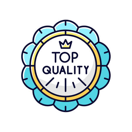 Top quality RGB color icon. Premium goods, luxurious products emblem. High class quality, brand equity. Prestigious badge with crown isolated vector illustrationのイラスト素材