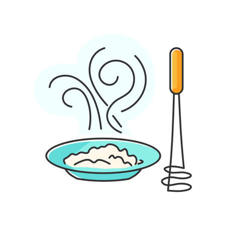Puree RGB color icon. Creamy vegetable paste, culinary method. Food cooking process. Delicious potato mash, applesauce, hummus dish isolated vector illustrationのイラスト素材