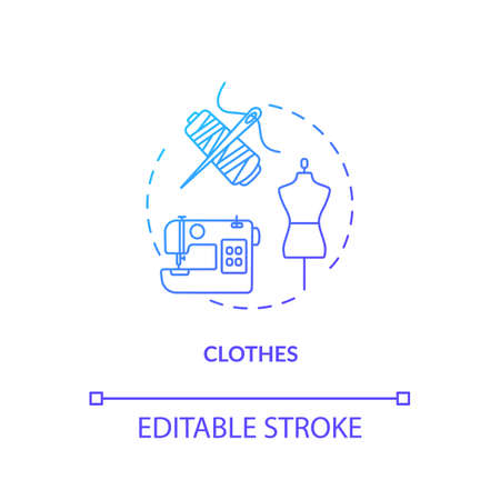 Atelier, garment design studio concept icon. Stylish clothes creating idea thin line illustration. Tailoring workshop, textile manufacture. Vector isolated outline RGB color drawingのイラスト素材