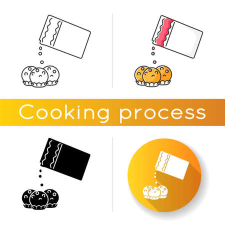 Candy making icon. Linear black and RGB color styles. Sweet dessert cooking, sugar confection preparation. Tasty dainty, delicious chocolate treat and sugar pack isolated vector illustrationsのイラスト素材