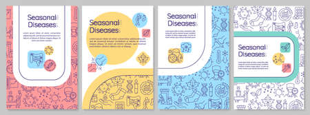 Seasonal disease brochure template. Common cold, rotavirus. Flyer, booklet, leaflet print, cover design with linear icons. Vector layouts for magazines, annual reports, advertising postersのイラスト素材