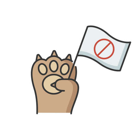 Animal rights RGB color icon. Wildlife protection and charity. Demonstration to save pets. Strike against animal cruelty. Public movement to protect domestic animal. Isolated vector illustrationのイラスト素材