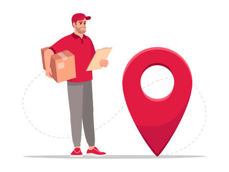 Package geolocation semi flat RGB color vector illustrationのイラスト素材