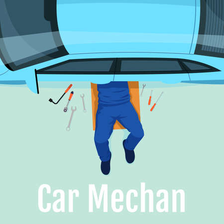 Car mechanic social media post mockupのイラスト素材