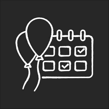 Events chalk white icon on black backgroundのイラスト素材