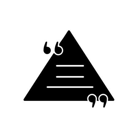 Triangle chat bubble with quotes black glyph iconのイラスト素材