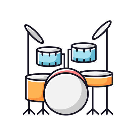 Drum kit RGB color iconのイラスト素材