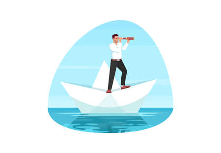 Business goal semi flat vector illustrationのイラスト素材