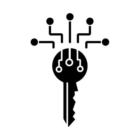 Digital key black glyph iconのイラスト素材