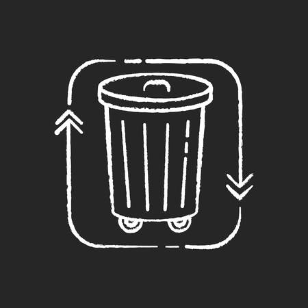Waste disposal chalk white icon on black background. Recycle garbage. Reduce trash. Junk management and separation. Environmental pollution. Isolated vector chalkboard illustrationのイラスト素材
